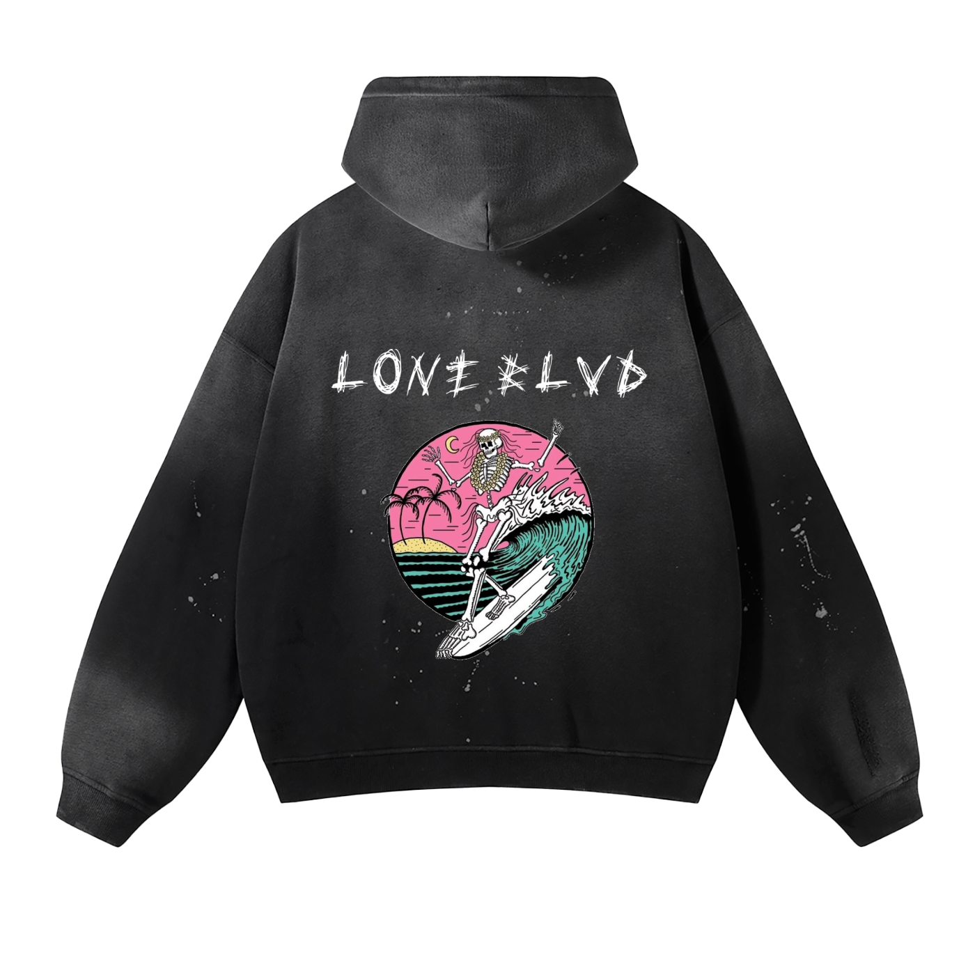 Vintage Washed Frayed Fleece Hoodie