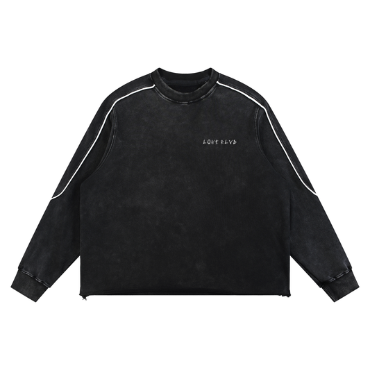 Mineral Wash Piping Raw Hem Sweatshirt